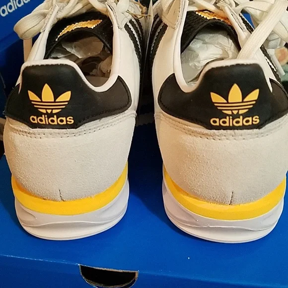 Adidas White and Black Sneakers with Yellow Accent - Picture 2 of 8
